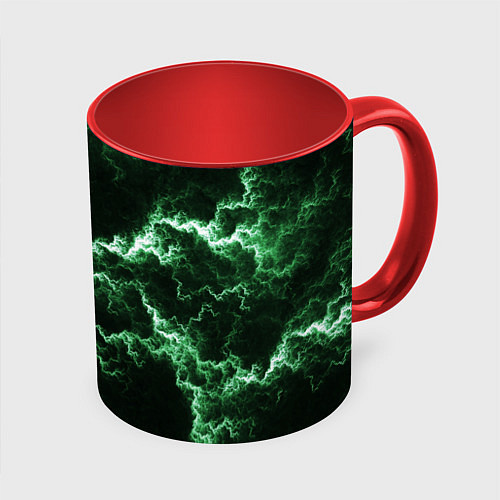 Кружка цветная Lightning green line / 3D-Белый + красный – фото 1