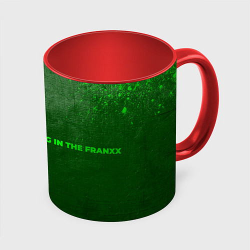 Кружка цветная Darling in the FranXX - green gradient по-горизонт / 3D-Белый + красный – фото 1