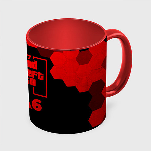Кружка цветная GTA6 - red gradient / 3D-Белый + красный – фото 1