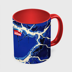 Кружка 3D Russia blue abstract, цвет: 3D-белый + красный