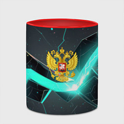 Кружка 3D Неоновые плиты и золотой герб РФ, цвет: 3D-белый + красный — фото 2