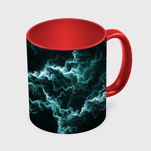Кружка цветная Lightning light blue line / 3D-Белый + красный – фото 1