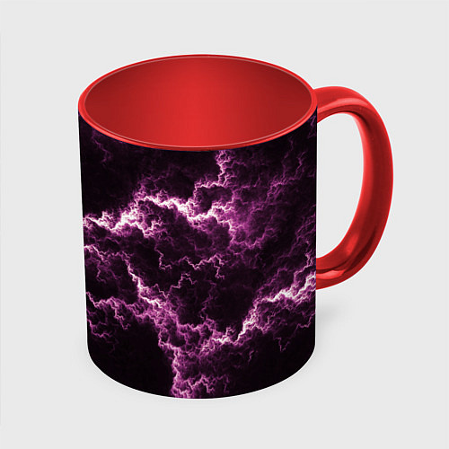 Кружка цветная Lightning pink glow / 3D-Белый + красный – фото 1
