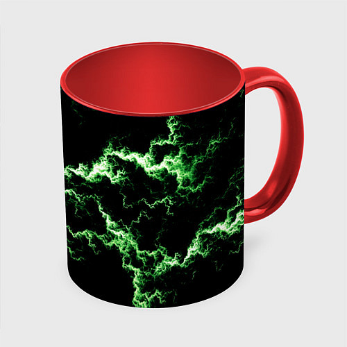 Кружка цветная Lightning green glow / 3D-Белый + красный – фото 1