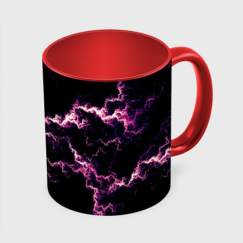 Кружка цветная Lightning pink glow / 3D-Белый + красный – фото 1