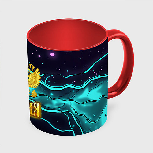 Кружка цветная Россия - березовая абстракция / 3D-Белый + красный – фото 1