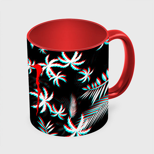 Кружка цветная Monster energy неоновые тропики / 3D-Белый + красный – фото 1