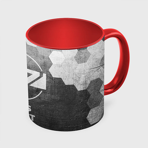 Кружка цветная Mass Effect - grey gradient / 3D-Белый + красный – фото 1