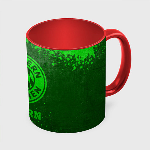 Кружка цветная Bayern - green gradient / 3D-Белый + красный – фото 1