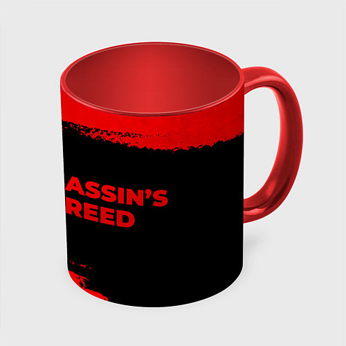 Кружка цветная Assassins Creed - red gradient по-горизонтали / 3D-Белый + красный – фото 1