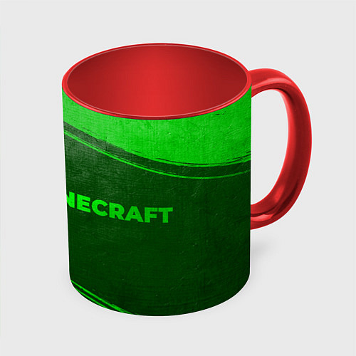 Кружка цветная Minecraft - green gradient по-горизонтали / 3D-Белый + красный – фото 1