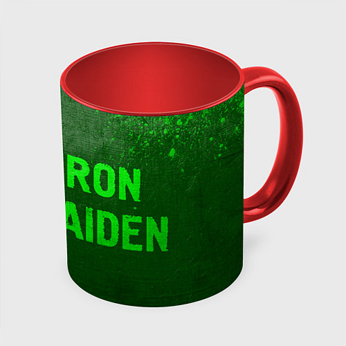 Кружка цветная Iron Maiden - green gradient по-горизонтали / 3D-Белый + красный – фото 1