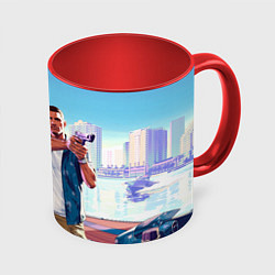 Кружка 3D GTA 6 главные герои, цвет: 3D-белый + красный