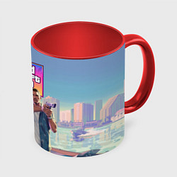 Кружка 3D Джейсон Дюваль и Лусия Каминос Gta 6, цвет: 3D-белый + красный