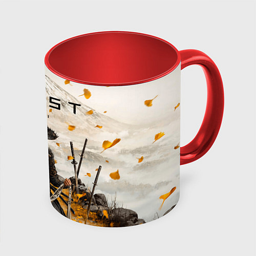 Кружка цветная Atsu from Ghost of Yotei / 3D-Белый + красный – фото 1