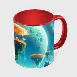 Кружка цветная Сказочное космическое дерево - нейроарт