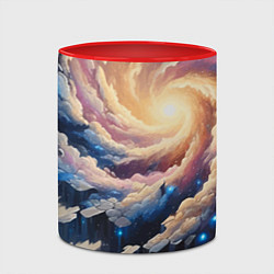 Кружка 3D Космическая галактика - нейроарт фантазия, цвет: 3D-белый + красный — фото 2