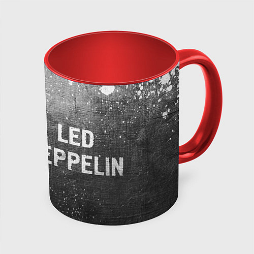 Кружка цветная Led Zeppelin - grey gradient по-горизонтали / 3D-Белый + красный – фото 1