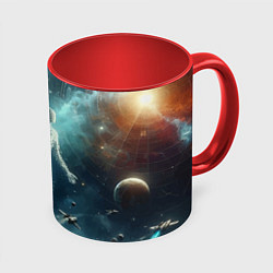 Кружка цветная Человек и космос - нейроарт