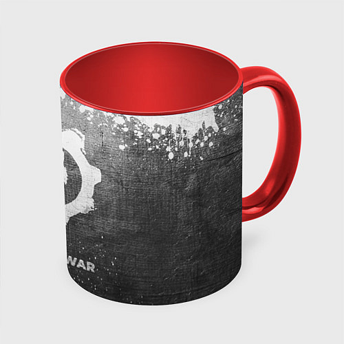 Кружка цветная Gears of War - grey gradient / 3D-Белый + красный – фото 1