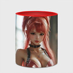Кружка 3D Рыжая девушка с большой грудью, цвет: 3D-белый + красный — фото 2