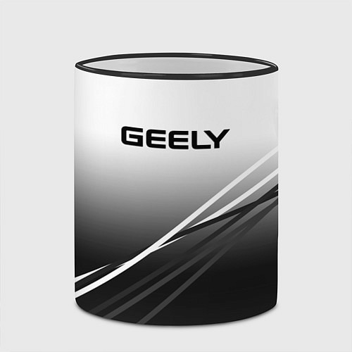 Кружка цветная Geely градиент из белого в тёмный с полосами / 3D-Черный кант – фото 2