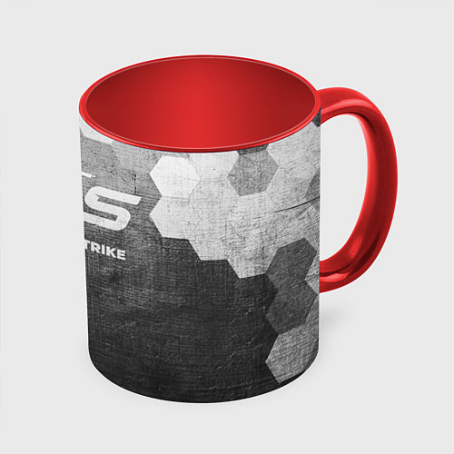 Кружка цветная Counter-Strike 2 - grey gradient / 3D-Белый + красный – фото 1