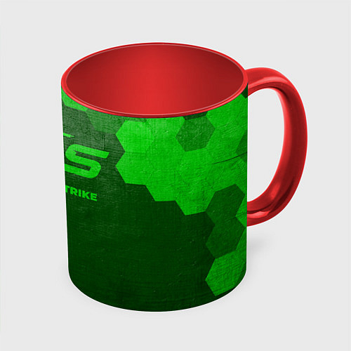 Кружка цветная Counter-Strike 2 - green gradient / 3D-Белый + красный – фото 1