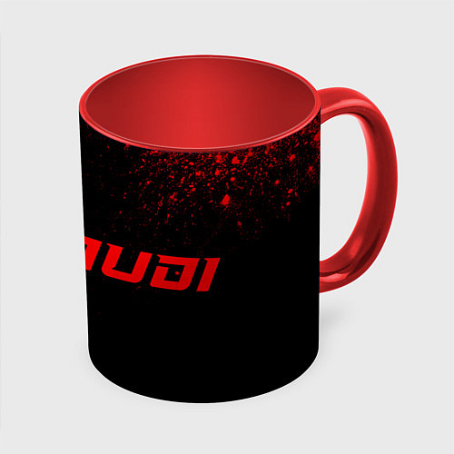 Кружка цветная Audi - red gradient по-горизонтали / 3D-Белый + красный – фото 1