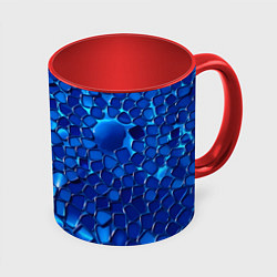 Кружка 3D Блестящие синие отражения, цвет: 3D-белый + красный