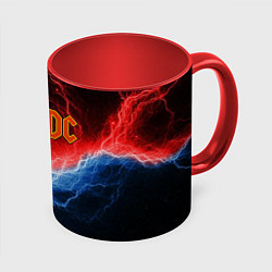 Кружка 3D ACDC лого и молнии, цвет: 3D-белый + красный