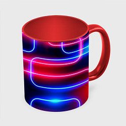 Кружка 3D Цветные светящиеся неоны, цвет: 3D-белый + красный