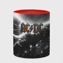 Кружка 3D ACDC металлический лого черно-белая текстура, цвет: 3D-белый + красный — фото 2