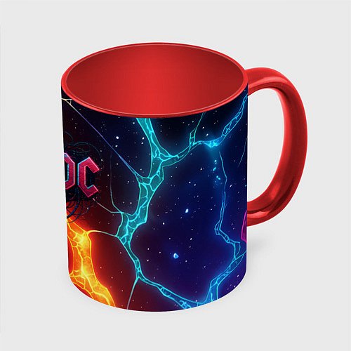 Кружка цветная ACDC логотип в градиенте / 3D-Белый + красный – фото 1