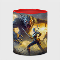Кружка 3D Ciri vs dark monster - Witcher 4, цвет: 3D-белый + красный — фото 2