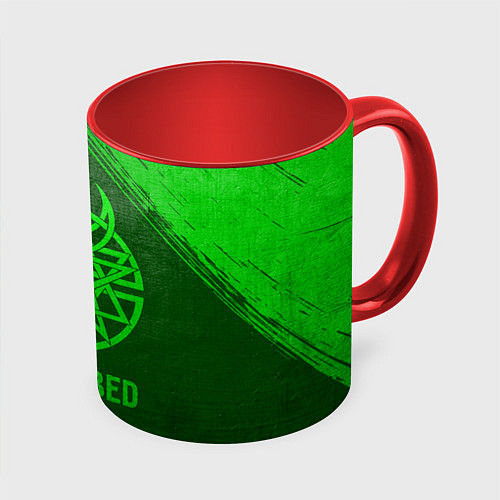 Кружка цветная Disturbed - green gradient / 3D-Белый + красный – фото 1