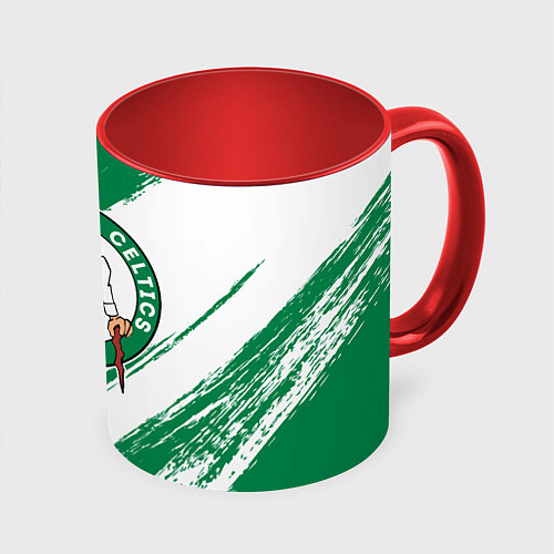Кружка цветная Boston Celtics white and green / 3D-Белый + красный – фото 1