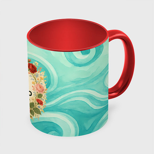 Кружка цветная Astro винтажный логотип с цветами / 3D-Белый + красный – фото 1