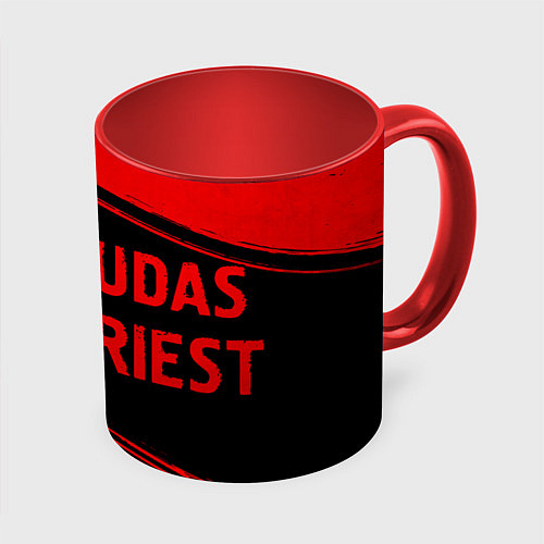 Кружка цветная Judas Priest - red gradient по-горизонтали / 3D-Белый + красный – фото 1