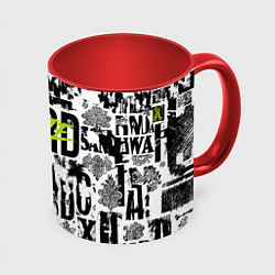 Кружка 3D Pattern with inscriptions hustle sand boy, цвет: 3D-белый + красный