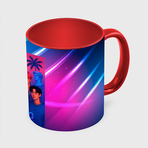 Кружка цветная Astro retro rave 80 / 3D-Белый + красный – фото 1