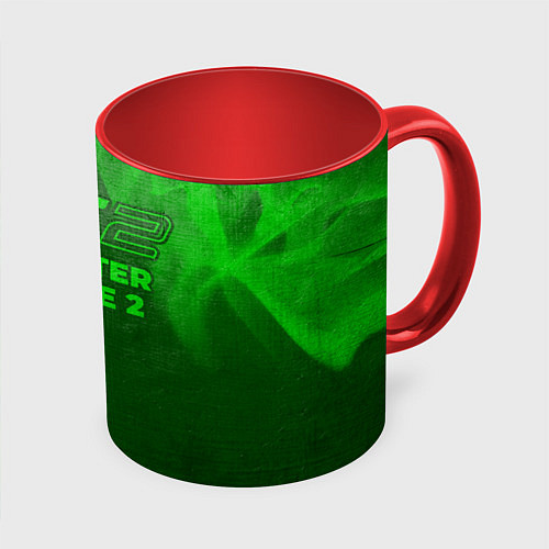 Кружка цветная Counter Strike 2 - green gradient / 3D-Белый + красный – фото 1