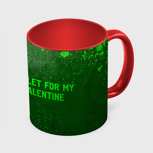 Кружка цветная Bullet For My Valentine - green gradient по-горизо / 3D-Белый + красный – фото 1