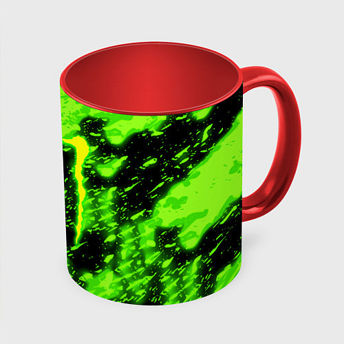Кружка цветная Monster energy кислотное лого / 3D-Белый + красный – фото 1