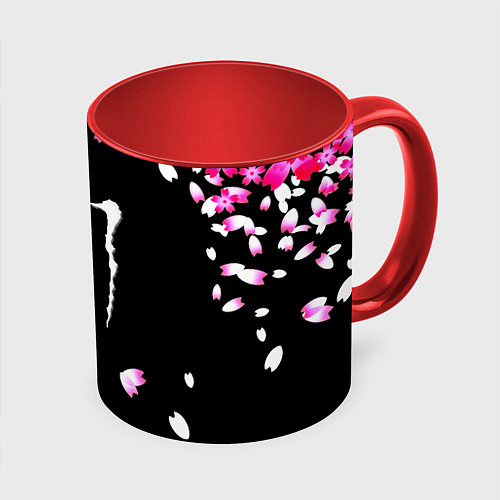 Кружка цветная Monster energy sakura / 3D-Белый + красный – фото 1