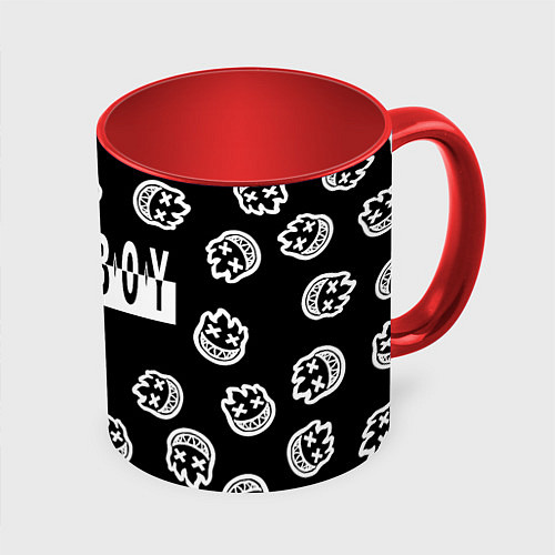 Кружка цветная Deadboy - Bones / 3D-Белый + красный – фото 1