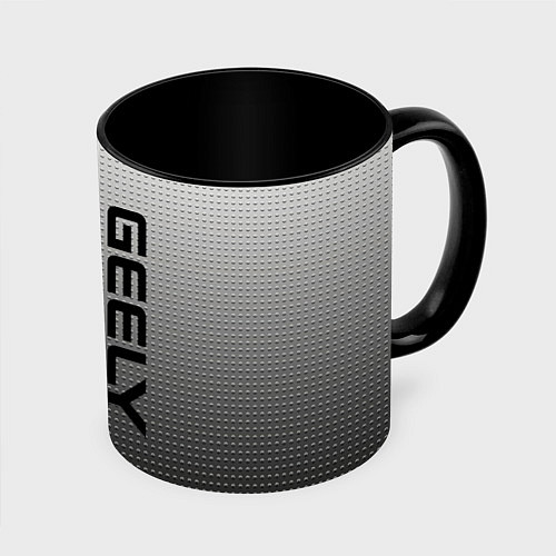 Кружка цветная Geely серый текстурный / 3D-Белый + черный – фото 1