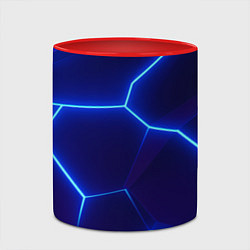 Кружка 3D Синие плиты с неоном, цвет: 3D-белый + красный — фото 2