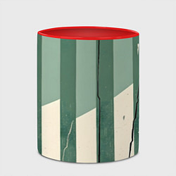 Кружка 3D Зеленые полосы, цвет: 3D-белый + красный — фото 2