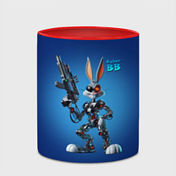 Кружка 3D Cyborg Bugs Bunny with a gun - ai art fantasy, цвет: 3D-белый + красный — фото 2